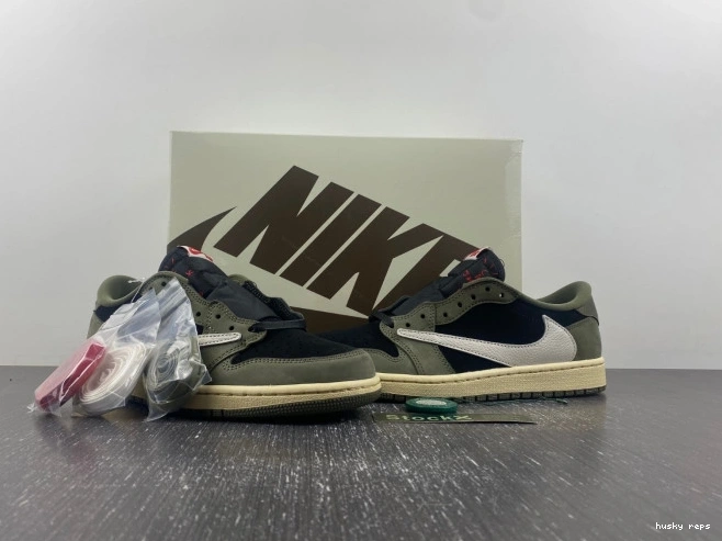 Rep Husky OG SP DM7866-002 'BLACK X TRAVIS SCOTT LOW AIR OLIVE' JORDAN 1 0705